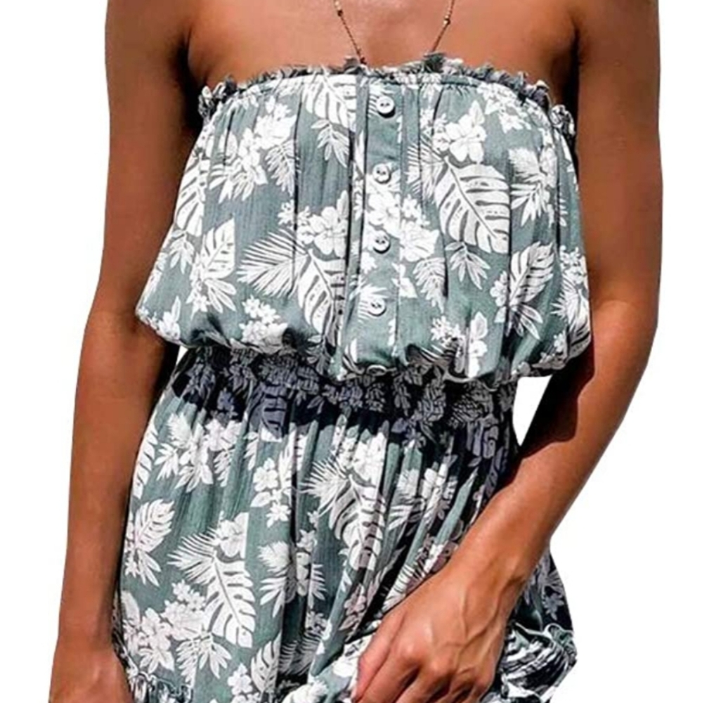 Hawaiian print sleeveless dress XL